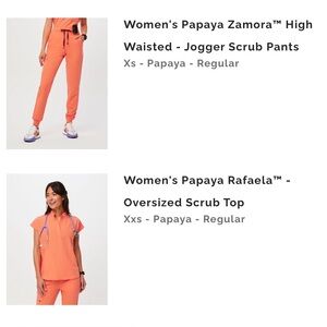 Figs Papaya Scrub set. Rafaela top in XXS and Zamora joggers in XS